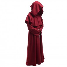 Костюм Монаха в стиле средневекового священника красная мантия с капюшоном костюм для косплея на Хэллоуин