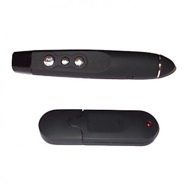 Высокое качество Ведущий красная лазерная указка Беспроводной USB-RF Remote Powerpoint управления (650 нм, 1xAAA, черный)