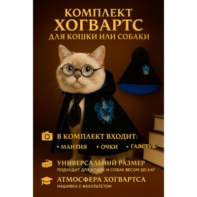 Мантия для кошки или собаки в стиле Когтевран 