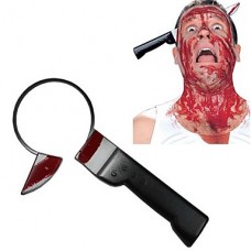 Пластиковые Глава лентой красного крови нож Проникающие Глава розыгрышей Хеллоуин костюм партии