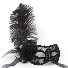Кружева Маскарад Полые Хэллоуина маски ретро с пера черные цветы